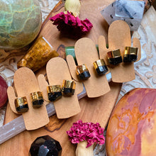 Load image into Gallery viewer, Black Tourmaline Studs - 24k Gold Plated Cap