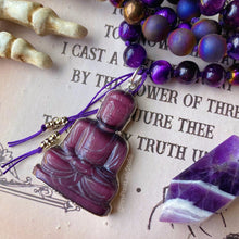 Load image into Gallery viewer, Grounded Mystic - 108 Mala Necklace - Purple Hematite + Purple Tigers Eye + Purple Druzy Agate