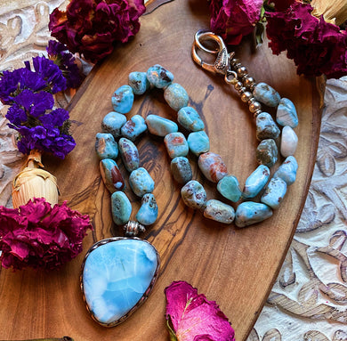Tibetan Style Larimar Necklace Set