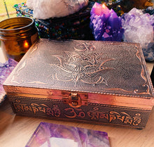 Load image into Gallery viewer, OM Lotus Bronze Metal Lined Jewelry Box