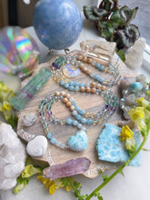 Load image into Gallery viewer, Heart of Atlantis - Larimar Heart + AAA Fluorite + AAA Rainbow Moonstone + Citrine + Mother of Pearl + Aura Quartz + Aquamarine