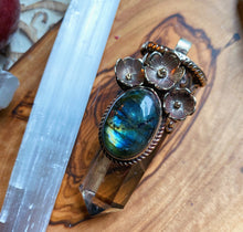 Load image into Gallery viewer, 70mm Labradorite + Smoky Quartz Pendant