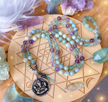 Load image into Gallery viewer, Path to Healing  - 108 - Rainbow Fluorite + Amazonite + Ganesha Mala