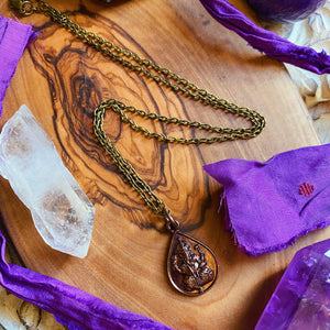 Om + Ganesha - 18" Brass Chain Necklace