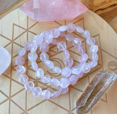 Spread Love - Rose Quartz Hearts - Stretch Bracelet