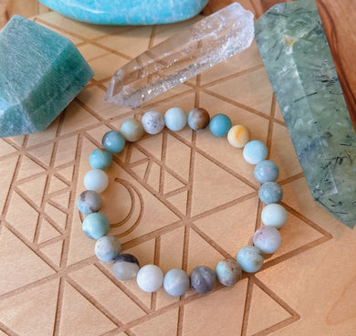 Ocean Breeze - 8mm Matte Amazonite + Robins Egg Agate - Stretch Bracelet