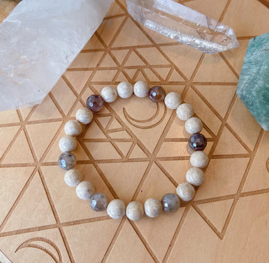 Morning Brew - 8mm Mystic Mocha Agate + Riverstone - Stretch Bracelet