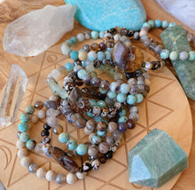 Load image into Gallery viewer, Lakeside Lounging - 8mm Robins Egg Agate, Tourmalinated Quartz, Clear Quartz, Mystic Mocha Agate - Stretch Bracelet
