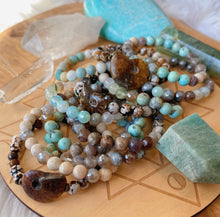 Load image into Gallery viewer, Lakeside Lounging - 8mm Robins Egg Agate, Tourmalinated Quartz, Clear Quartz, Mystic Mocha Agate - Stretch Bracelet