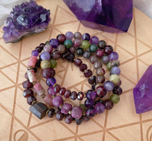 Load image into Gallery viewer, Berry Bliss Bracelet Set of Four - Jewel Tone Gemstone Stretch Bracelets