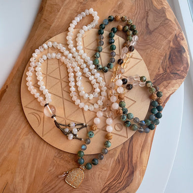 Reserved - (1) Tree of Life + (1) Rainbow Moonstone Mala Necklaces