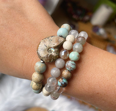 Sandcastle Set of Three -  Gemstone Stretch Bracelet Stack