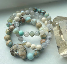 Load image into Gallery viewer, Sandcastle Set of Three -  Gemstone Stretch Bracelet Stack