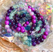Load image into Gallery viewer, The Mystic Mala Bracelet - Rainbow Fluorite + Amethyst