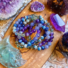 Load image into Gallery viewer, RESERVED - Higher Consciousness Bracelet -  AAA Iolite + AAA Fluorite + Kyanite + Chevron Amethyst