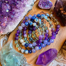 Load image into Gallery viewer, RESERVED - Higher Consciousness Bracelet -  AAA Iolite + AAA Fluorite + Kyanite + Chevron Amethyst