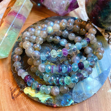 Load image into Gallery viewer, Psychic Shield Bracelets - Superior AA Grade Faceted Rainbow Fluorite + Labradorite
