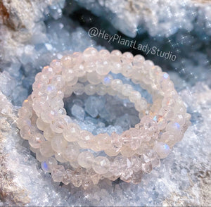 Crown Chakra - Rainbow Moonstone + Herkimer Diamonds + Selenite