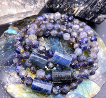 Load image into Gallery viewer, RESERVED - Third Eye Chakra - Iolite + Labradorite Cylinders