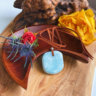 Blue Calcite + Karen Hill Tribe Silver + Vegan Suede Necklace
