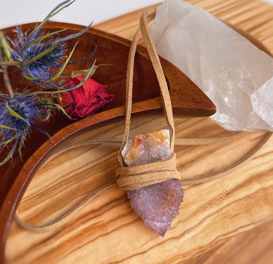 Spirit Quartz + Vegan Suede Necklace
