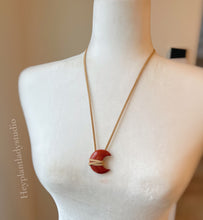 Load image into Gallery viewer, Red Jasper Moon + Vegan Suede Necklace