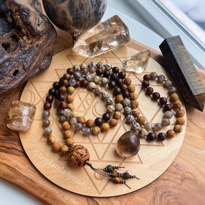 Good Fortune - Gray Moonstone + Bronzite + Tiger Skin Rosewood + Woodgrain Jasper + Zebradorite Feldspar