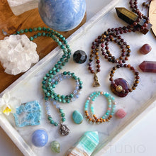 Load image into Gallery viewer, Moonrise over the Sea - Stretch Gemstone Mala Bracelet