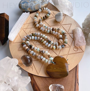 Heart of Gratitude- 108 Opals + Picasso Jasper Heart