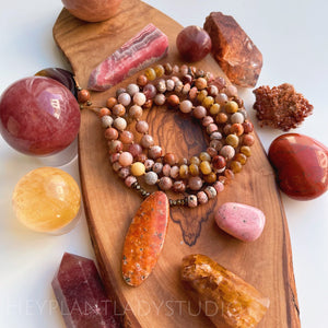 Warmth of the Sun - Sunstone, Rhodochrosite, Cognac Opal, Red Fossil Coral, Mystic Sunstone, Strawberry Quartz, Orange Calcite