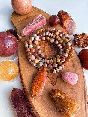Warmth of the Sun - Sunstone, Rhodochrosite, Cognac Opal, Red Fossil Coral, Mystic Sunstone, Strawberry Quartz, Orange Calcite