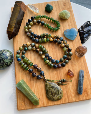 Activating Your Potential - Pietersite, Green Garnet, Siberian Green Jade, Tigers Eye, and Chrysocolla