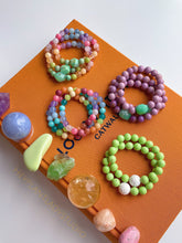Load image into Gallery viewer, Chrysoprase + 10mm Phosphosiderite Gemstone Stretch Mala Bracelet