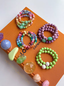 Chrysoprase + 10mm Phosphosiderite Gemstone Stretch Mala Bracelet