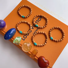 Load image into Gallery viewer, Sandalwood + Amazonite Stretch Mala Bracelet
