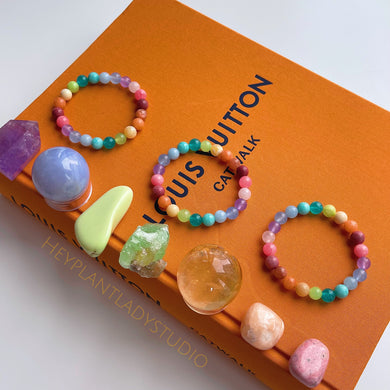 Vernal Equinox - Pastel Rainbow Gemstone Stretch Mala Bracelet