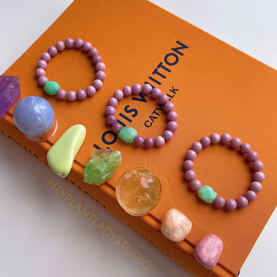 Chrysoprase + 10mm Phosphosiderite Gemstone Stretch Mala Bracelet