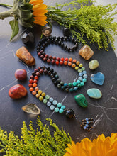 Load image into Gallery viewer, Shambhala - Land of Paradise - Rainbow Gemstone 108 Mala Bead Necklace - Onyx Guru - Kyanite Beaded Tassel