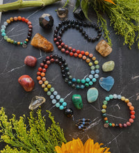 Load image into Gallery viewer, Shambhala - Land of Paradise - Rainbow Gemstone 108 Mala Bead Necklace - Onyx Guru - Kyanite Beaded Tassel
