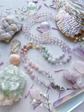 Enchanted Fae - 925 Sterling Fairy Goddess + Aura Quartz + Aura Rose Quartz Pastel Gemstone Rainbow