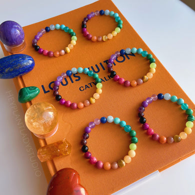 Kaleidoscope - Rainbow Gemstone Stretch Mala Bracelet