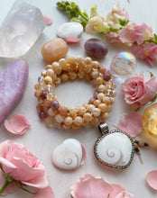 Load image into Gallery viewer, Golden Hour - Shiva Eye Shell + Golden Mother of Pearl + Lavender Kunzite + Peach Moonstone + Citrine + Aura Quartz