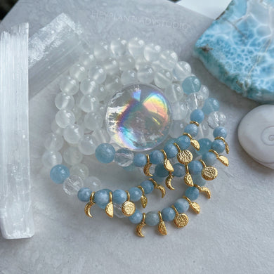 Moonrise - Selenite, Aquamarine, Clear Quartz