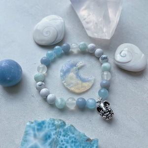 Divinely Guided - Aquamarine + Angelite + Selenite + Green Moonstone + Howlite + Ganesha