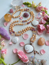 Load image into Gallery viewer, Golden Hour - Shiva Eye Shell + Golden Mother of Pearl + Lavender Kunzite + Peach Moonstone + Citrine + Aura Quartz
