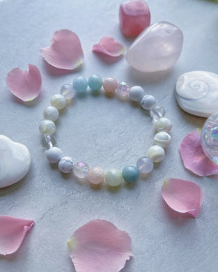 Hope - Mother of Pearl, Morganite, Blue Chalcedony, Aura Rose Quartz, Howlite, Clear Quartz