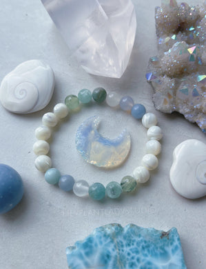Harmony - Mother of Pearl, Prehnite, Aquamarine, Morganite, Selenite, Angelite, Blue Chalcedony, Green Moonstone