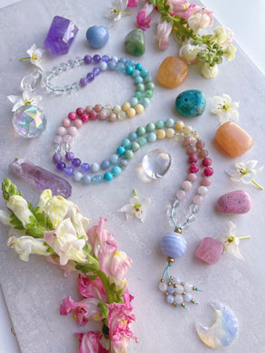 RESERVED - Coral Candy + Joy in the Journey Mala Necklace