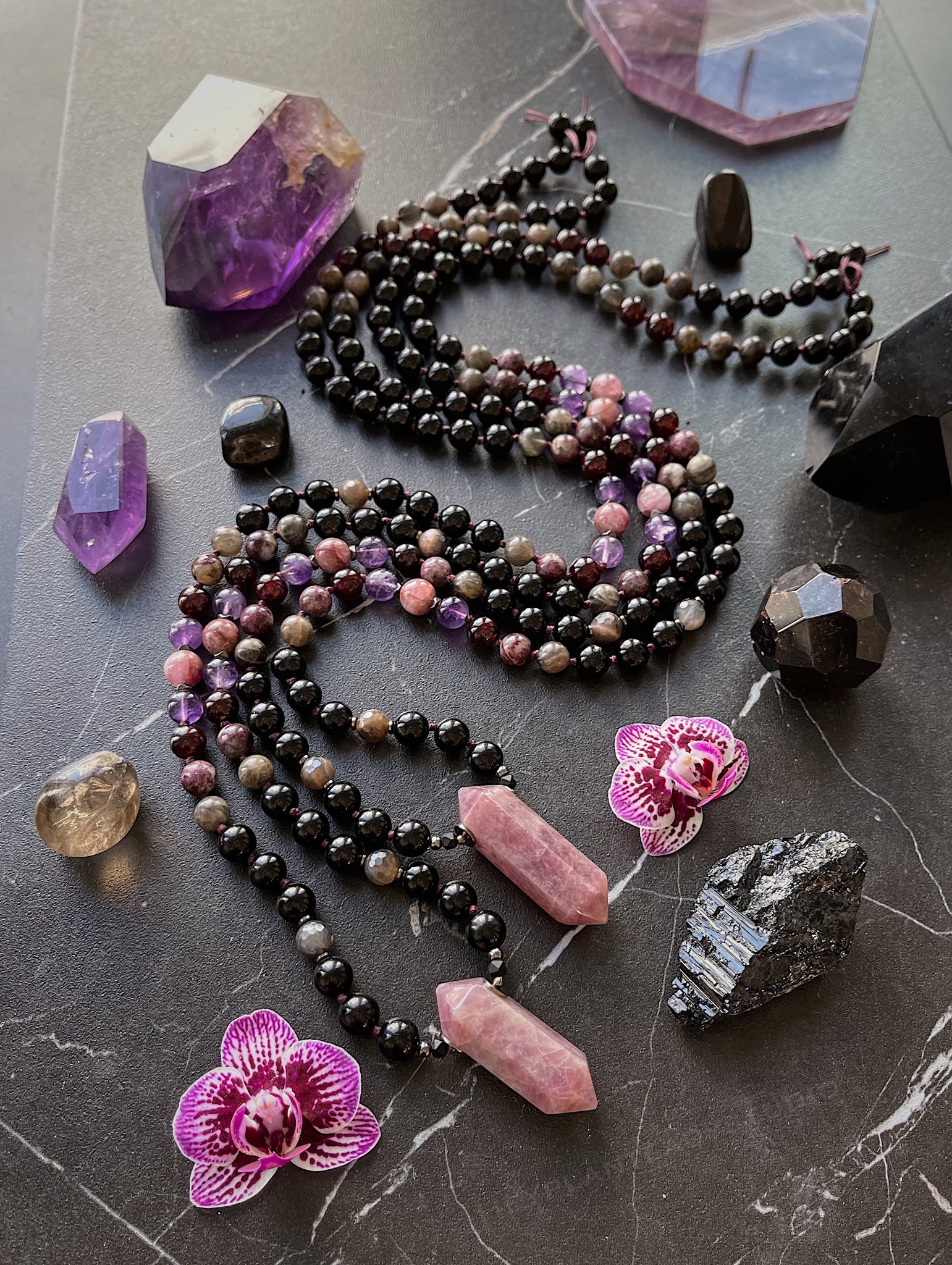 Rose quartz and sales black tourmaline together