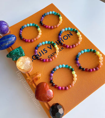 Kaleidoscope - Rainbow Gemstone Stretch Mala Bracelet